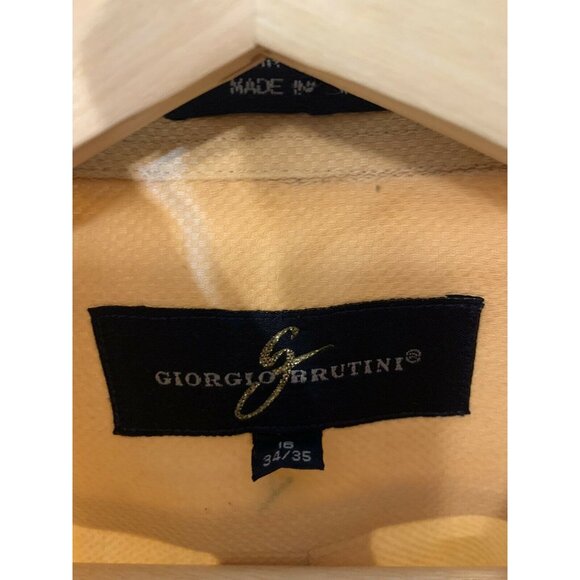 Giorgio Brutini Sz 16 34/35 Men‎ Ecru Yellow Long Sleeve Pocket Button Shirt - Picture 2 of 7